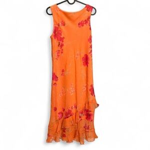Vintage City Triangles Orange Floral Dress